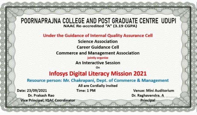 Interactive Session on Infosys Digital Literacy Mission 2021 